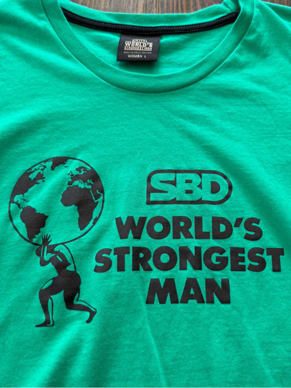 SBD Women's Short Sleeve Tee in Green - World's Strongest Man - Picture 2 of 5